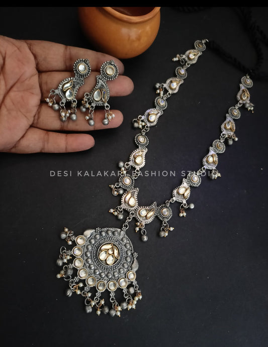 AYRA Oxidised Silver Ethnic Necklace – Traditional Indian Jewellery for Women