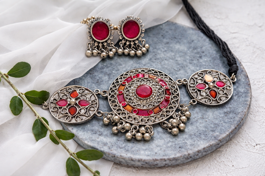 PASAND Meena Choker Necklace Set with Earrings – Traditional Indian Jewellery