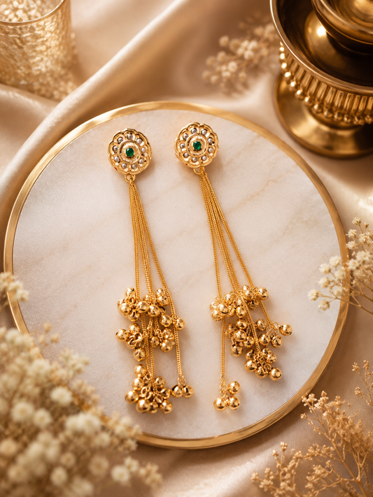Heritage Ethnic Multi-Strand Tassel Dangle Earrings