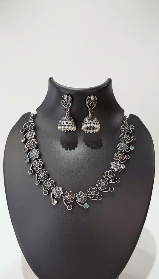 Lakshmika Oxidised Multicolor Necklace Set