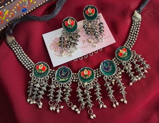 ETHNIC EYE Pachi Kundan Necklace – Evil Eye Motif Traditional Indian Jewellery