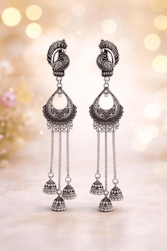 PEACOCK JUMAKHI LONG EARRING
