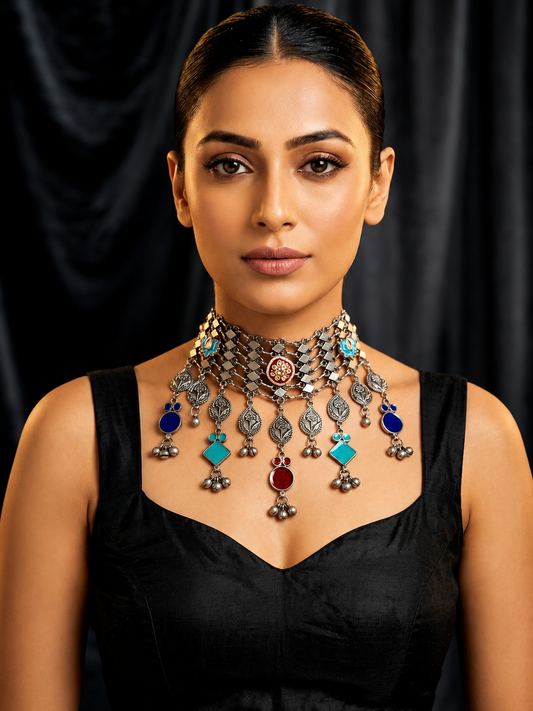 Royal Vintage-Style Multi-Color Crystal Collar Choker