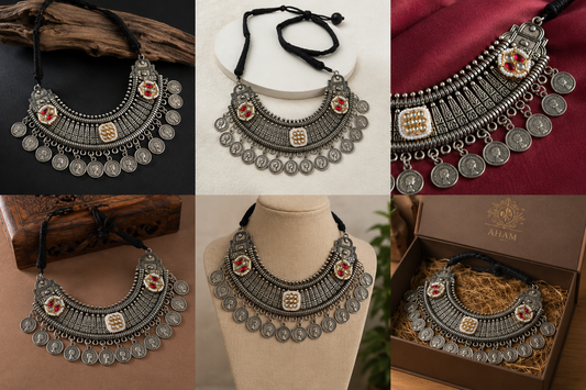 Tribal Boho Queen Coin & Kundan Statement Necklace