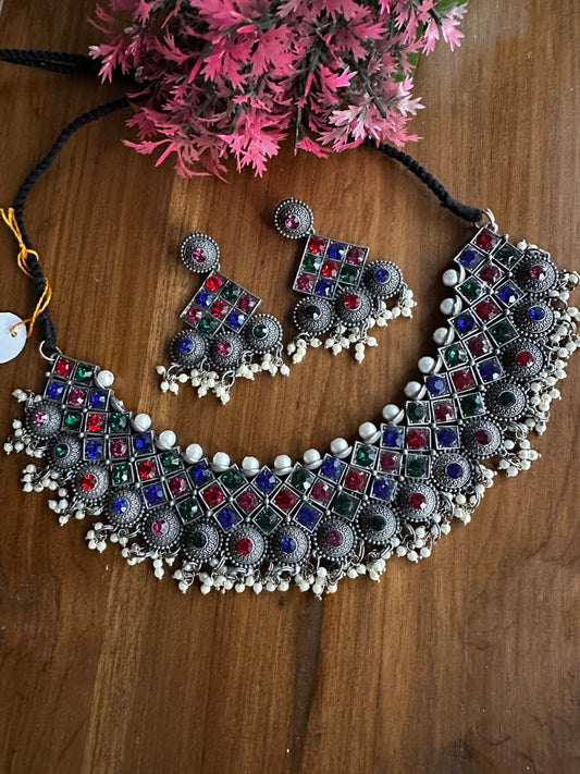 PARAVAI Rani Stone-Set Necklace – Traditional Indian Jewellery for Women