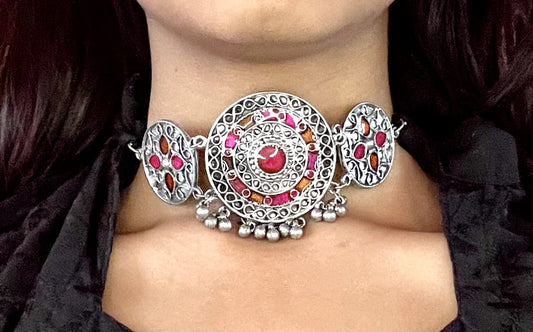 PASAND Meena Choker Necklace Set with Earrings – Traditional Indian Jewellery