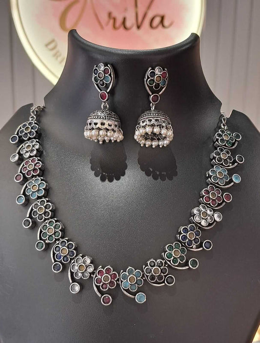 Lakshmika Oxidised Multicolor Necklace Set