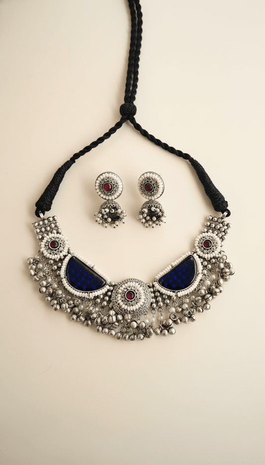 Royal Blue Tribal Statement Necklace Set