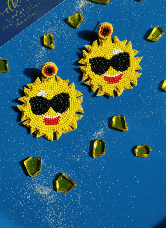Sun with Glasses Boho Statement Earrings