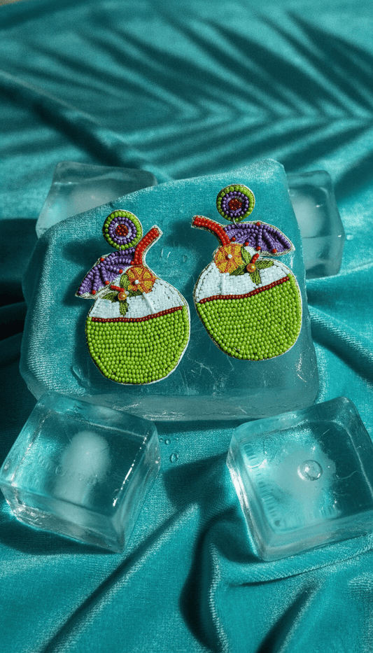 Watermelon beaded funky statement earrings