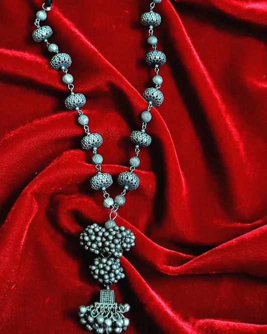 BALL CHAIN Oxidised Silver Minimalist Necklace – Everyday Indian Jewellery for Women